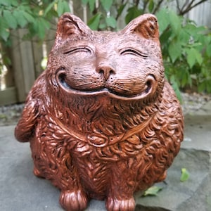 Cat Garden Statue Natural Stone Gray Fat Cat Gift for Cat Lovers Garden Decor Home Decor More Colors Available image 7