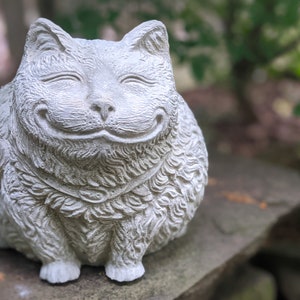 Cat Garden Statue Natural Stone Gray Fat Cat Gift for Cat Lovers Garden Decor Home Decor More Colors Available Stone Gray (Painted)