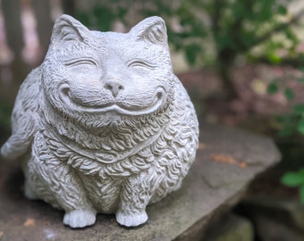 Cat Garden Statue | Natural Stone Gray Fat Cat | Gift for Cat Lovers | Garden Decor | Home Decor| More Colors Available