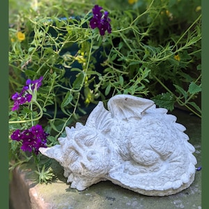 Dragon Garden Statue | Natural Stone Gray | Other Colors Available | Concrete Dragon | Exterior Decor | Gift for Gardeners