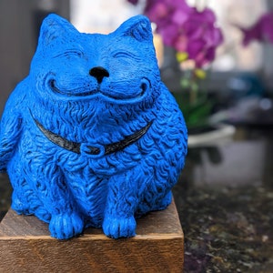 Cat Garden Statue Natural Stone Gray Fat Cat Gift for Cat Lovers Garden Decor Home Decor More Colors Available image 8