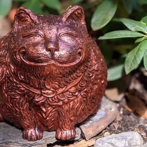 Cat Garden Statue Natural Stone Gray Fat Cat Gift for Cat Lovers Garden Decor Home Decor More Colors Available image 4