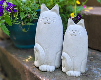 Cat Statues for Garden | Natural Stone Gray Color | Cat Figures | 2 Cats 1 Price | Exterior Home Decor | Garden Decor | Gift for Cat Lover