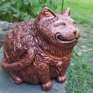 Cat Garden Statue Natural Stone Gray Fat Cat Gift for Cat Lovers Garden Decor Home Decor More Colors Available image 6