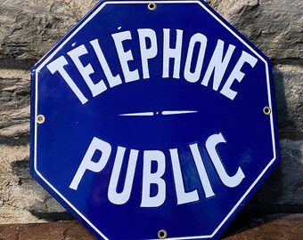 Vintage Enamel Telephone Sign