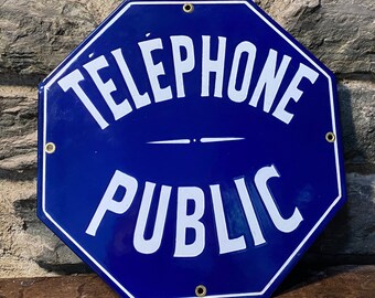 Vintage Enamel Telephone sign