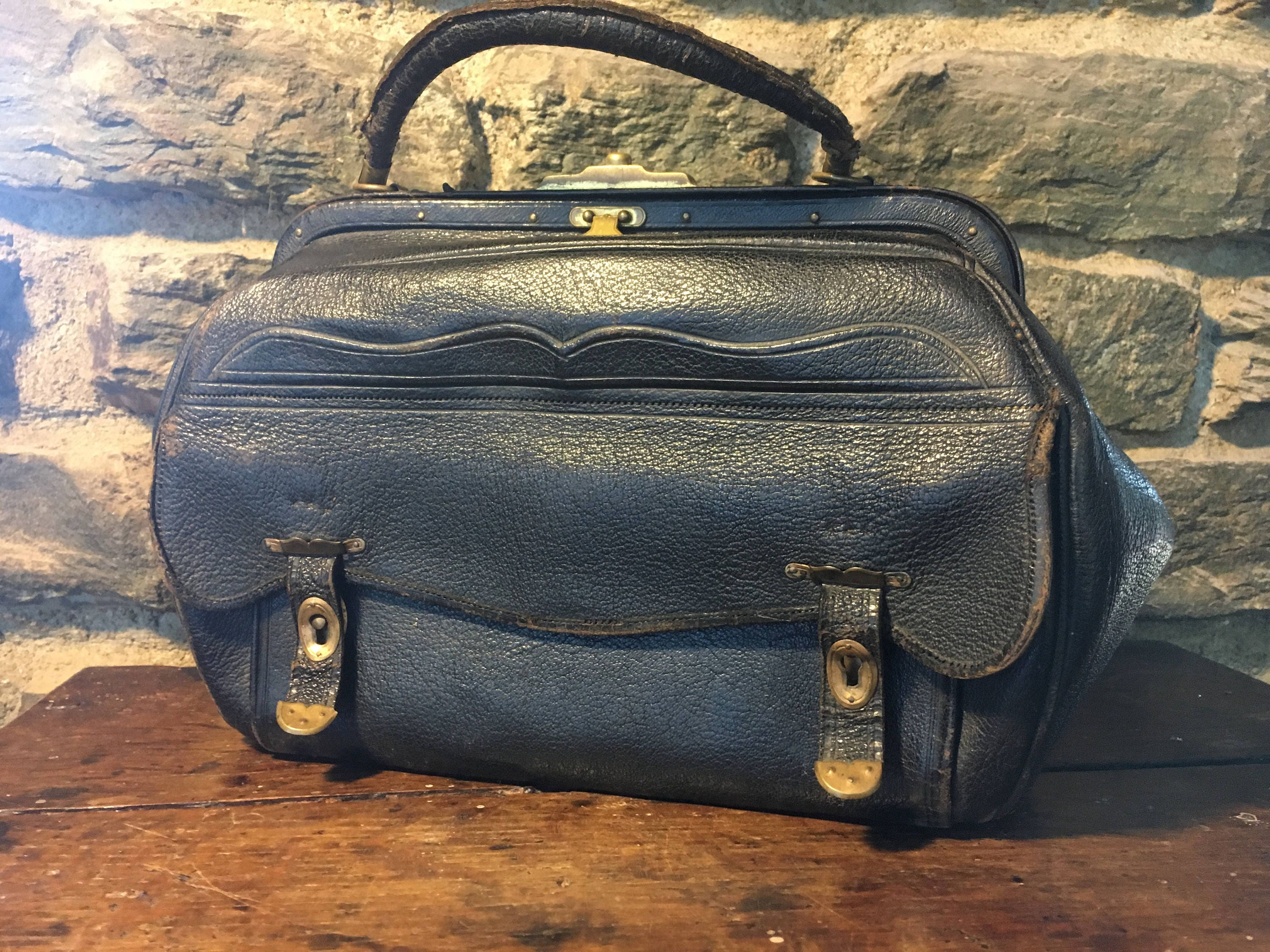 Handmade Classical Doctor Bag/Grey Doctor Bag/Gladstone Bag - Shop