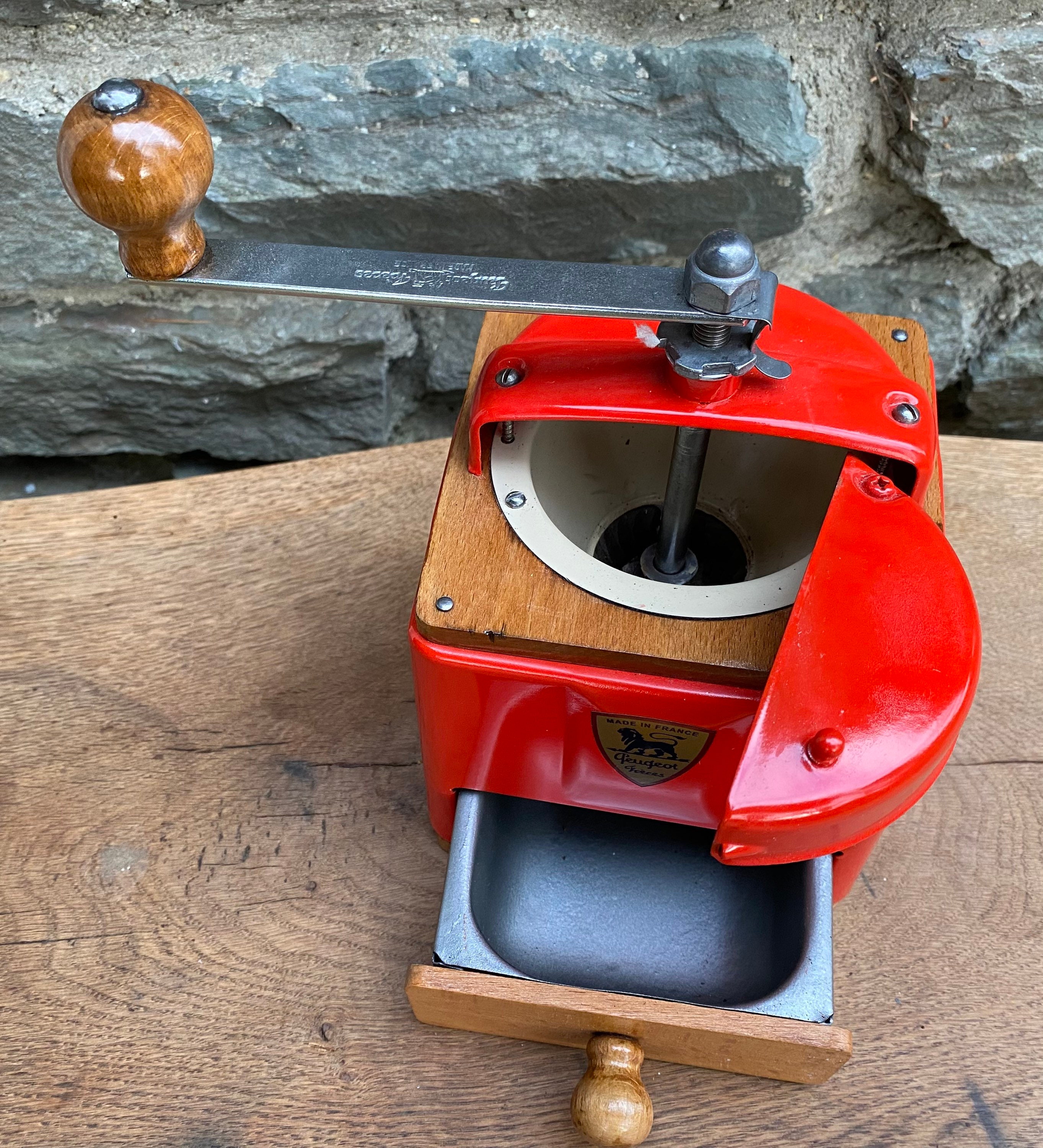 Red Peugeot Coffee Grinder 1950's