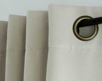 Beige Darkening Curtains for Bedroom Window Panels Modern. Grommet top bronze. Gift for Mom. 1 Panel