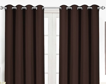 Blackout Curtains for Bedroom Custom Brown Panels Grommet Bronze, Window Panels, Gift for New Home. Set of 2