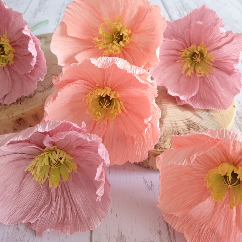 Paper Poppies Paper Flower Bouquet Crepe Paper Bouquet Wedding F7A