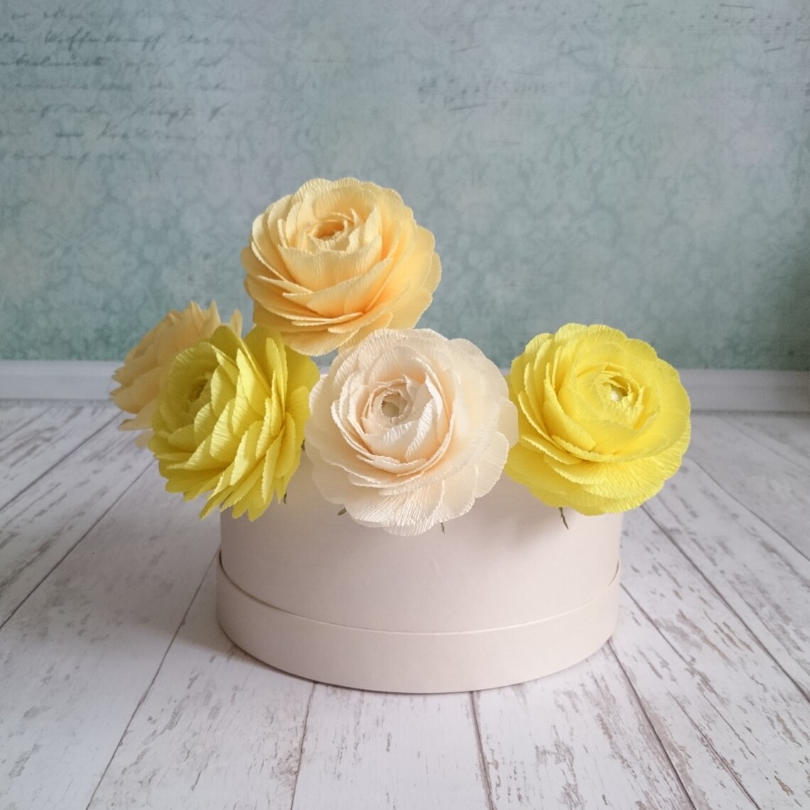 Paper Ranunculus Fake Wedding Paper Flower Bouquet Crepe Paper Etsy