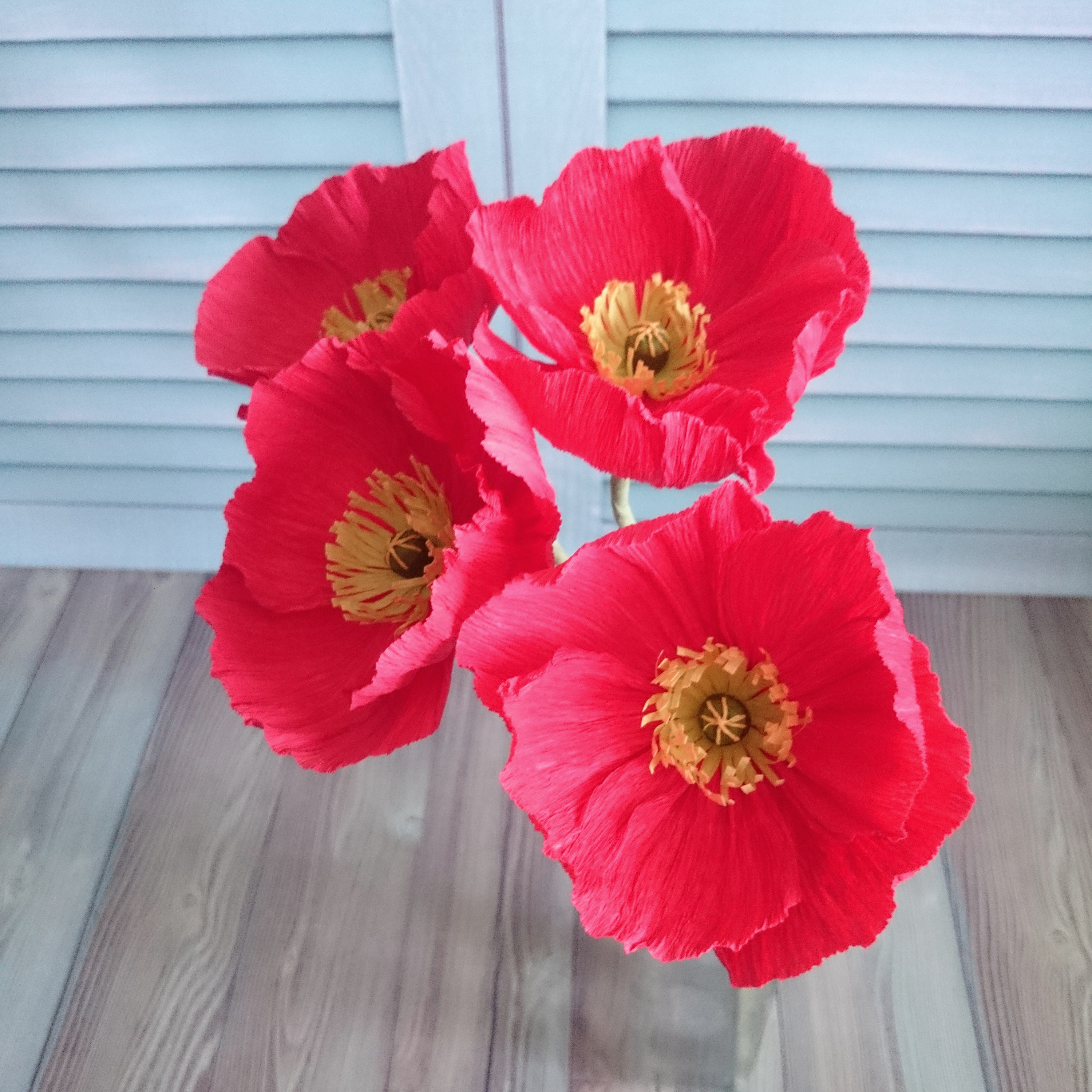 Red Paper Poppies Set Fake Crepe Paper Flowers Poppy Etsy Australia