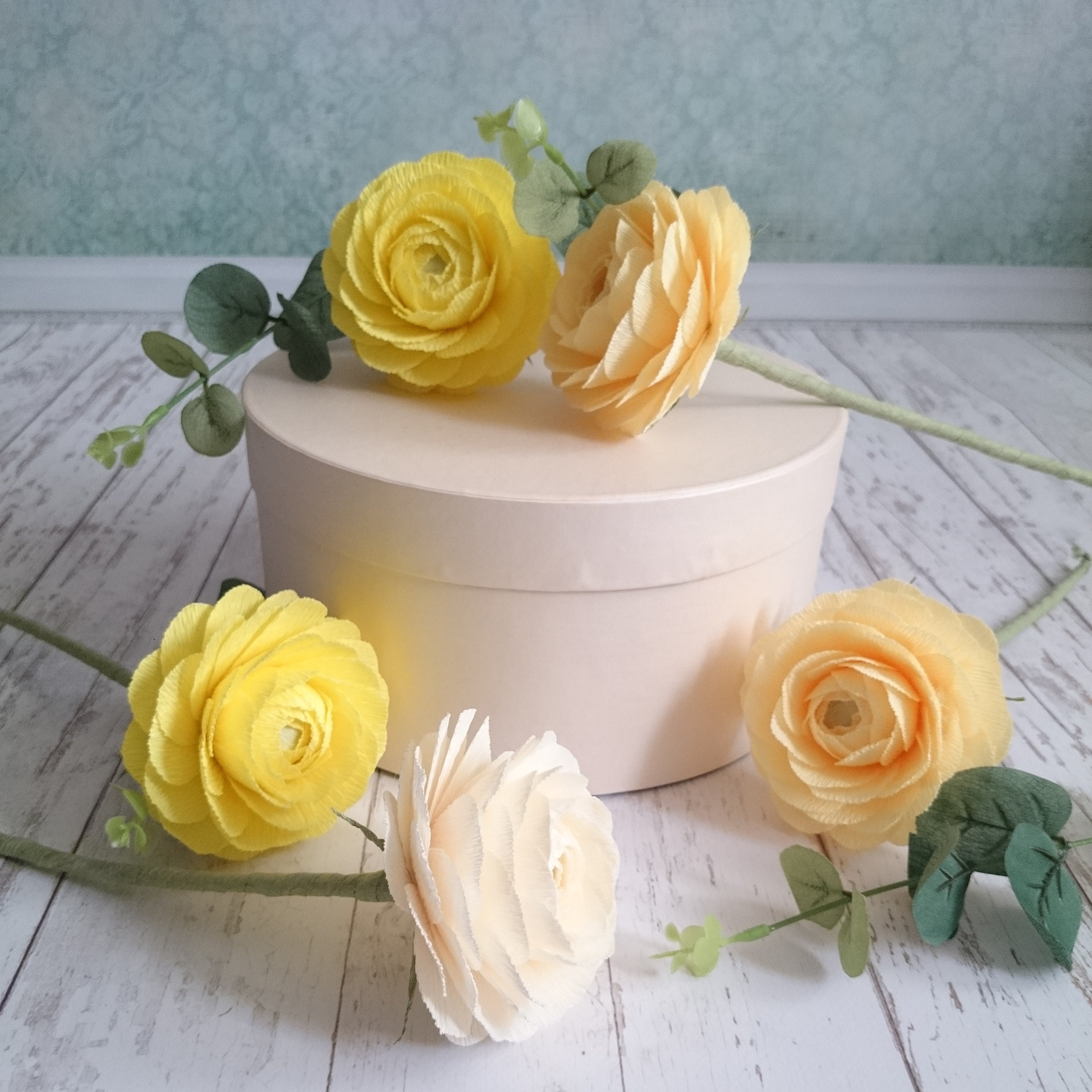 Paper Ranunculus Fake Wedding Paper Flower Bouquet Crepe Paper Etsy