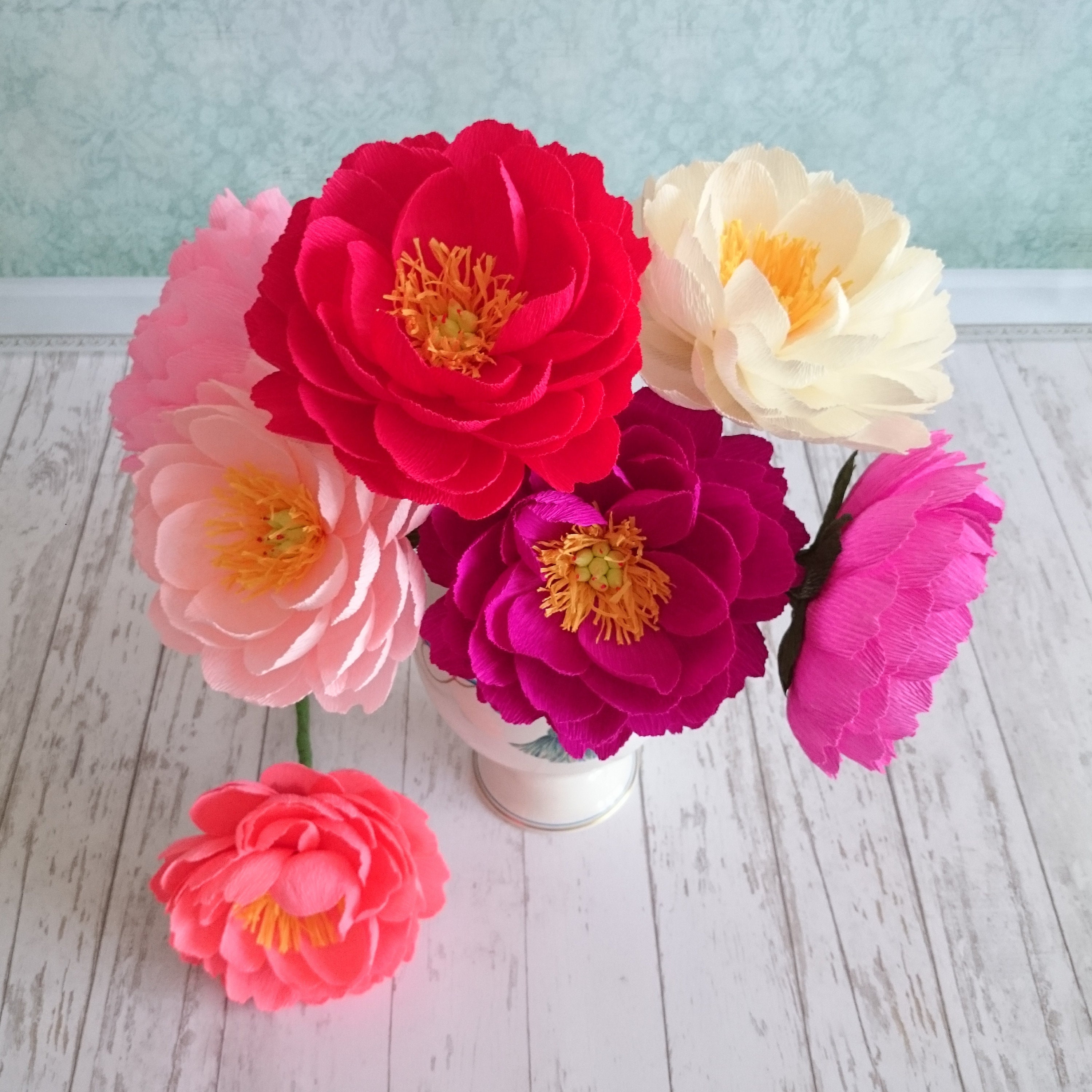 Paper peonies Crepe paper flowers Wedding paper bouquet Peony Etsy