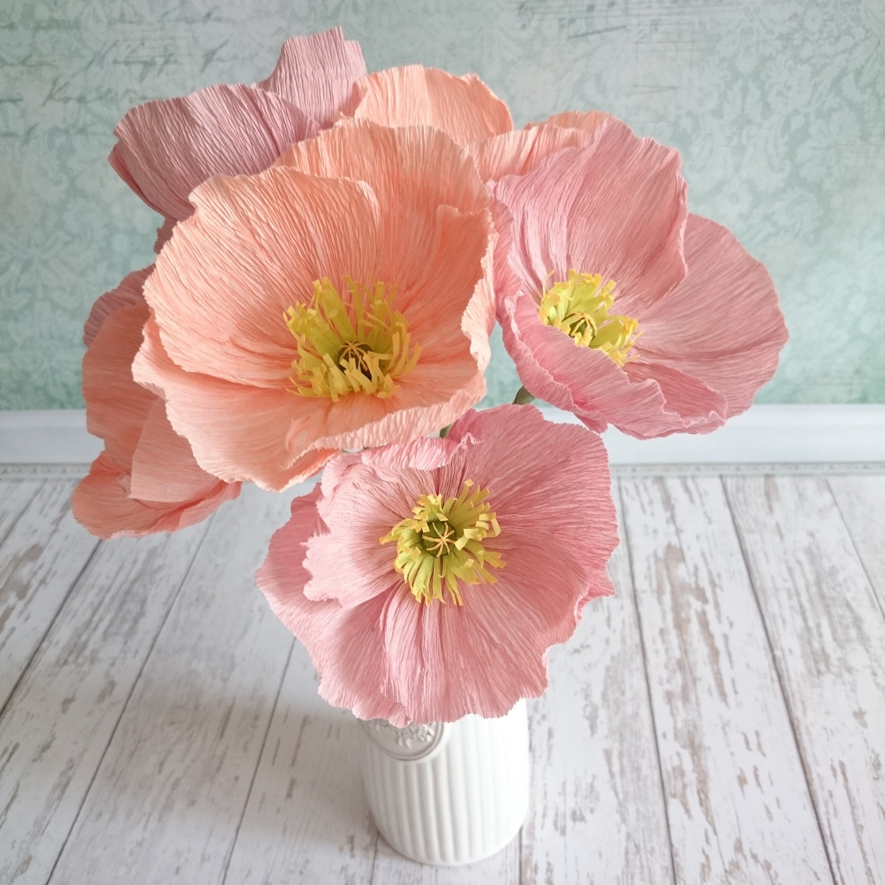 Paper poppies Paper flower bouquet Crepe paper bouquet Wedding Etsy