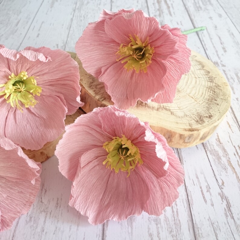 Crepe paper poppies Fake floral centerpiece Bridal poppy Etsy