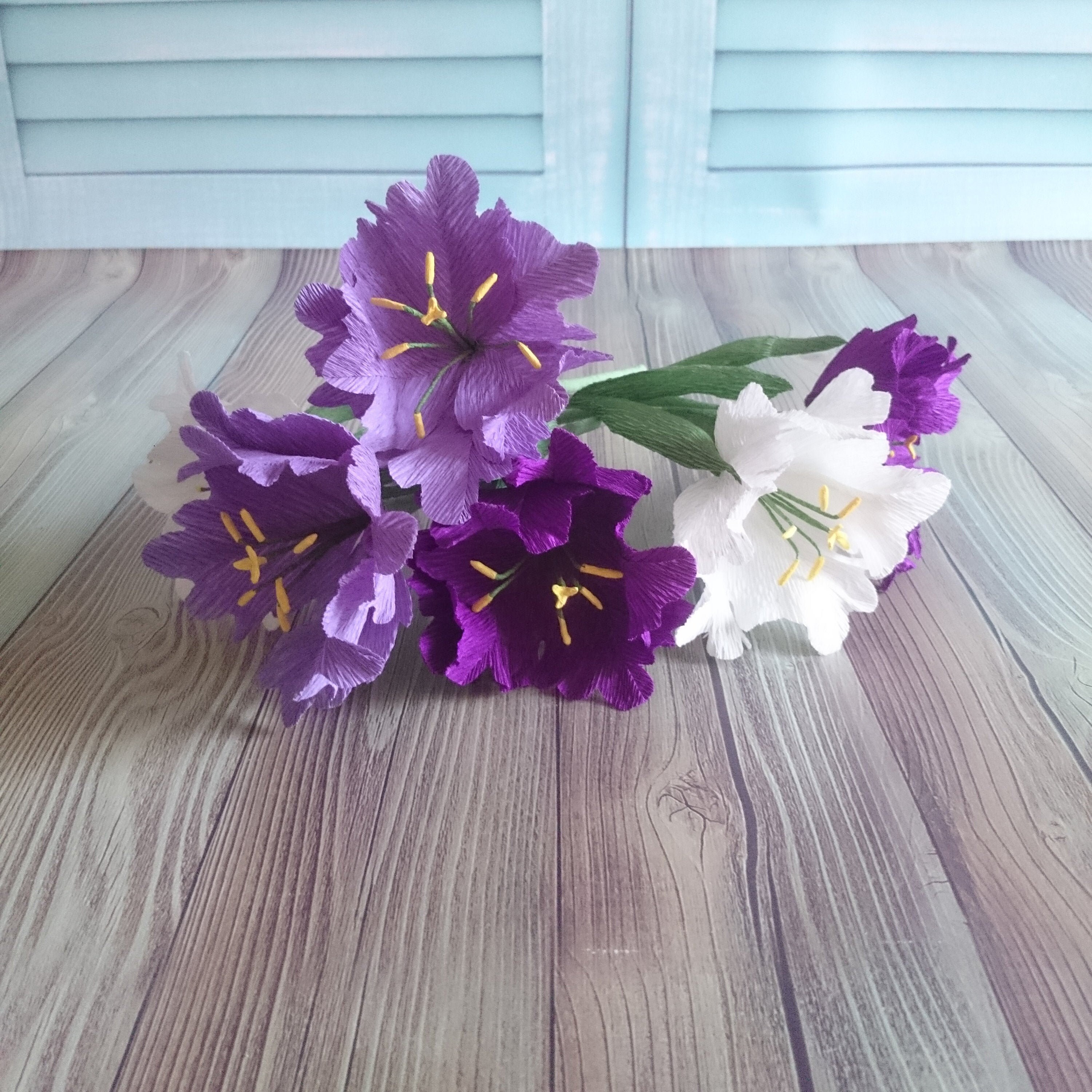 Paper Tulips Violet Paper Flower Bouquet Flowers for Vase Etsy
