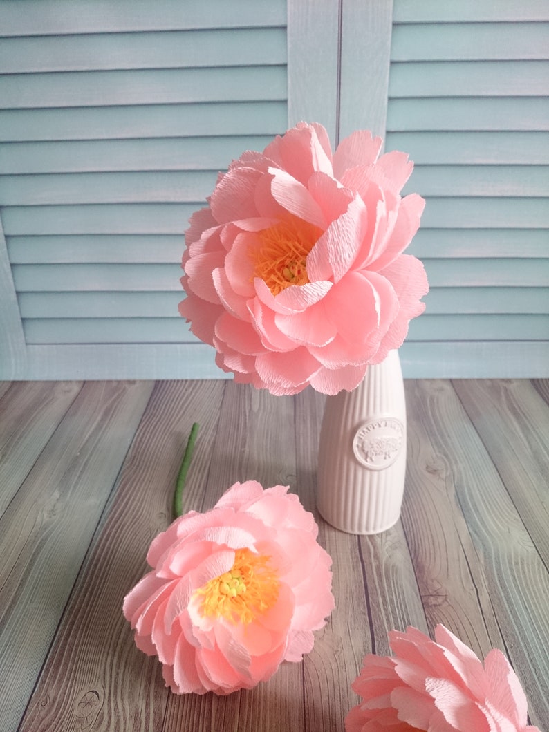 Pink paper peony Paper flower bouquet Peonies bouquet Peony Etsy