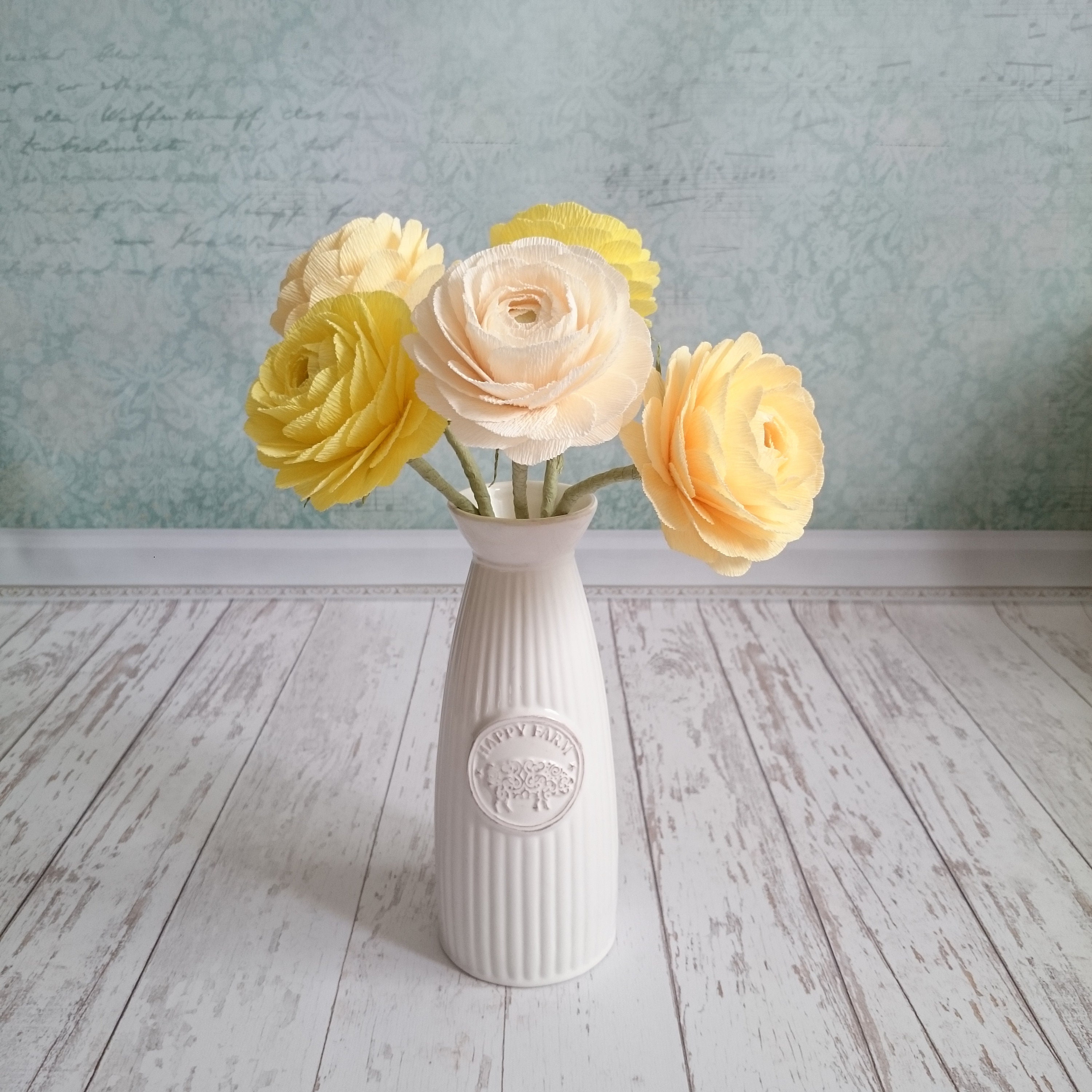 Paper Ranunculus Fake Wedding Paper Flower Bouquet Crepe Paper Etsy