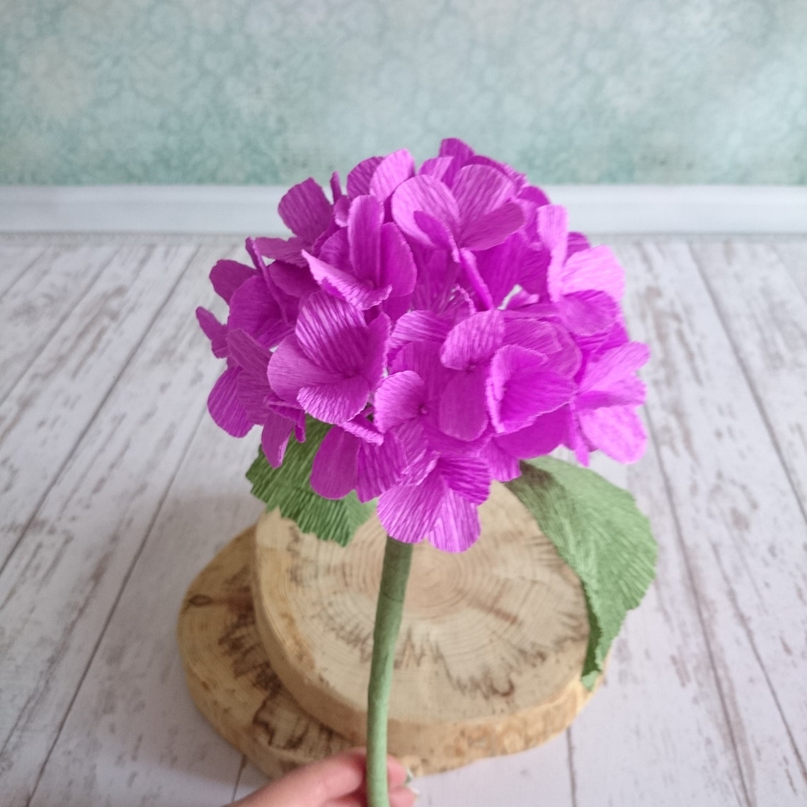 Paper Hydrangea Bunch Flower Stem Fake Flower Arrangement for Etsy