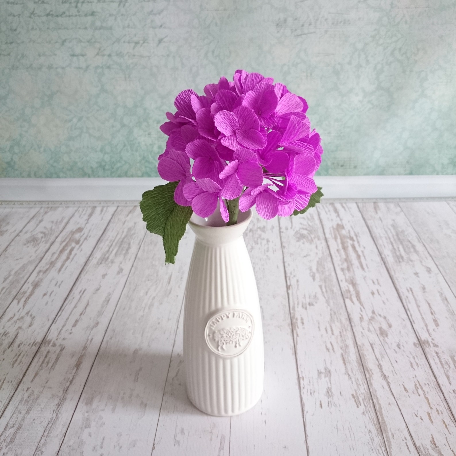 Paper Hydrangea Bunch Flower Stem Fake Flower Arrangement for Etsy