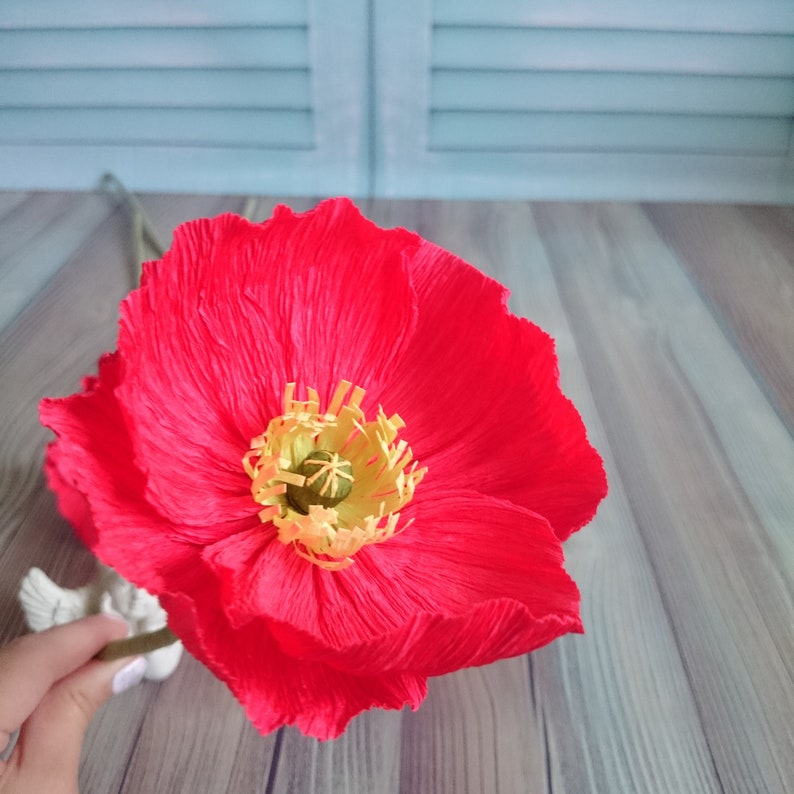 Red Paper Poppies Set Fake Crepe Paper Flowers Poppy Etsy