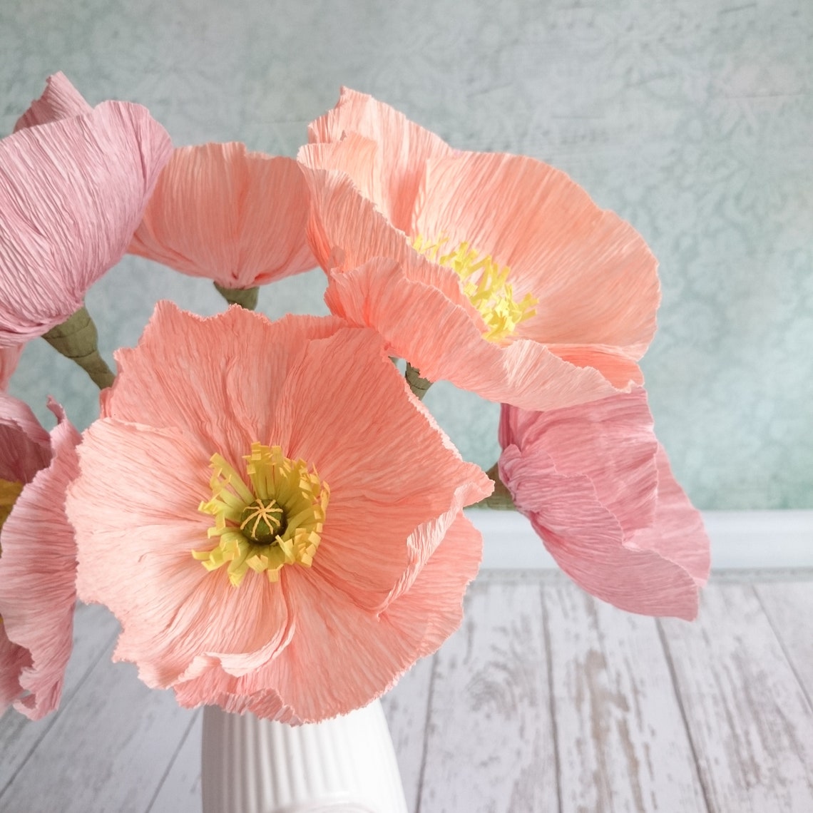 Paper poppies Paper flower bouquet Crepe paper bouquet Wedding Etsy