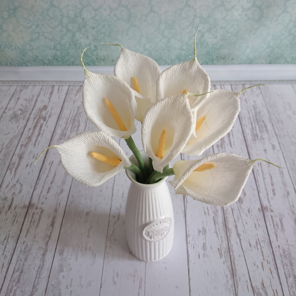 White paper calla lily set Paper anniversary Crepe paper Etsy