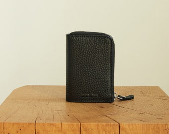 Small leather wallet | Minimalist wallet | Black wallet | Travel wallet | Leather wallet women | Leather purse