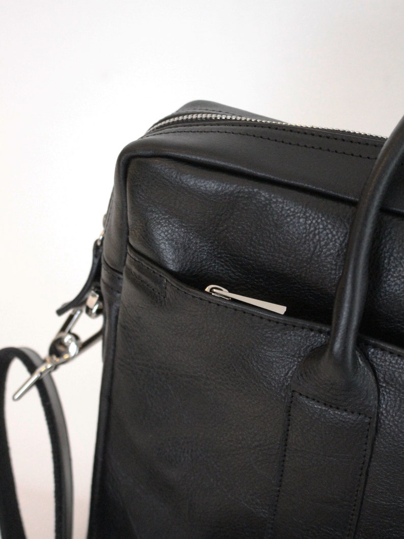 Large leather handbag Laptop cace Leather briefcase Black briefcase Timeless bag image 4