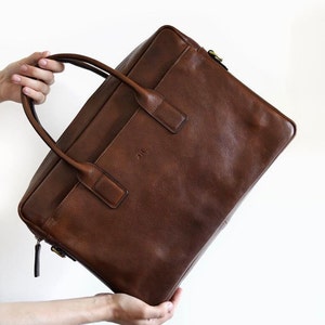 Large leather handbag Laptop cace Leather briefcase Black briefcase Timeless bag image 7