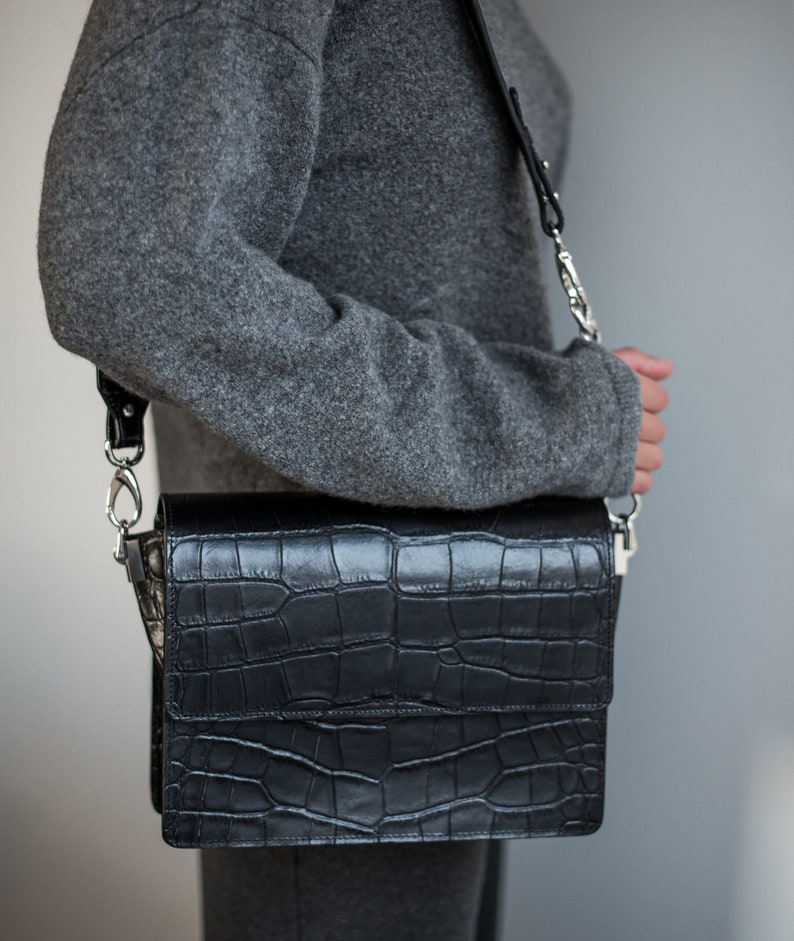 Leather bag Handmade bag Designer bag Black handbag Stylish bag image 7
