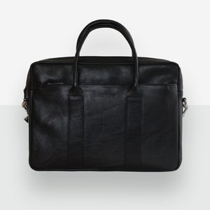 Large leather handbag Laptop cace Leather briefcase Black briefcase Timeless bag image 5