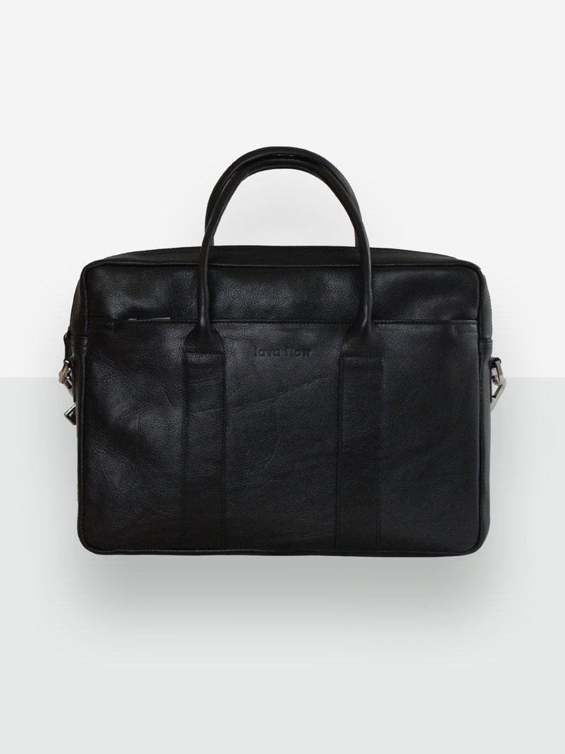 Large leather handbag Laptop cace Leather briefcase Black briefcase Timeless bag image 5