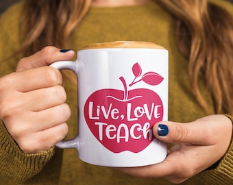 Teacher Facts, Teacher Mug, Gift for Teachers, Best Teacher Ever, Live Love Teach, Teacher Voice, Coffee Teach Repeat