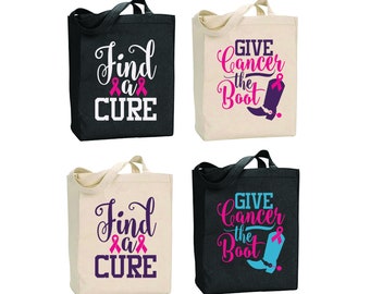 Breast Cancer Tote, Survivor, Find a Cure, Faith Over Fear, Give Cancer the Boot, FREE SHIPPING!