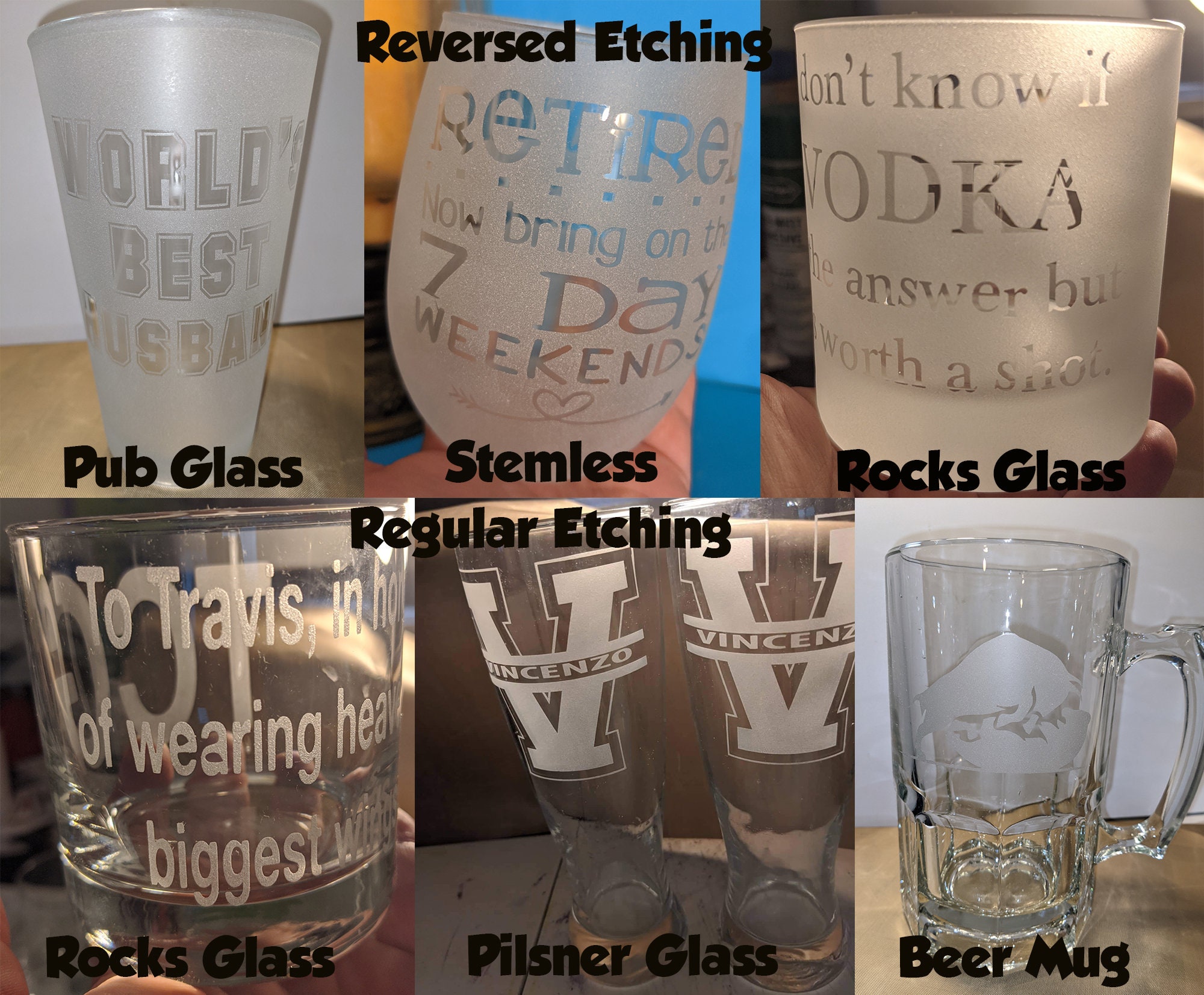 Engraved Glass Engraved Glassware Engraved Glass Photo Etsy UK