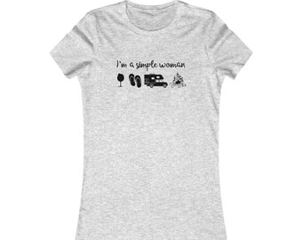 I'm a Simple Woman, Camping Shirt, Campfire, Wine, Flip-flops, Camper, Bella Canvas Women's Favorite Tee
