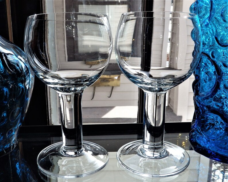 Orrefors Column Pair of Wine Glasses Vintage Fat Stem Wines Etsy