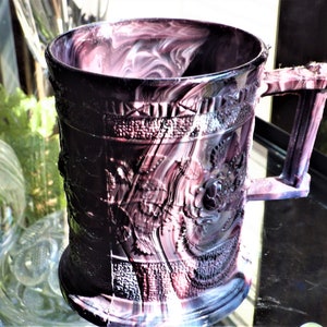 Davison/Sowerby/Greener Purple Slag Glass Mug Victorian Amethyst Glass English Art Glass Free Shipping