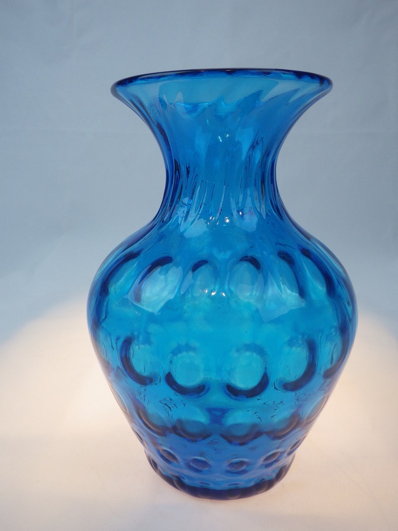 Blenko Vase Free Shipping Turquoise 6914 Vase Blenko Handcraft Etsy