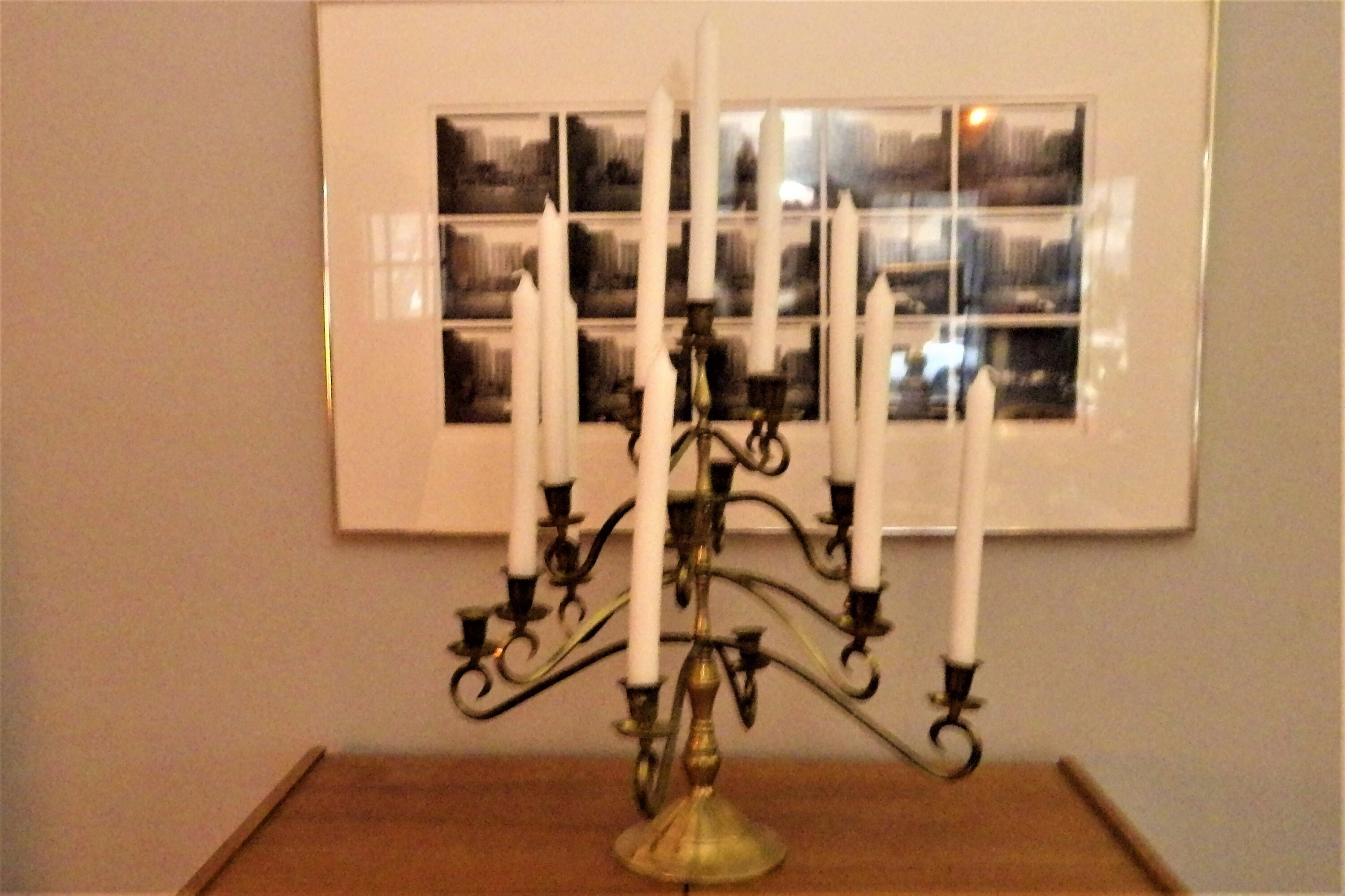 Neiman Marcus Brass Candelabra 17 Light Candleholder, Vintage Cast Brass, Mid Century Modern, Gothic Home Décor, Holiday Serving, Free Ship