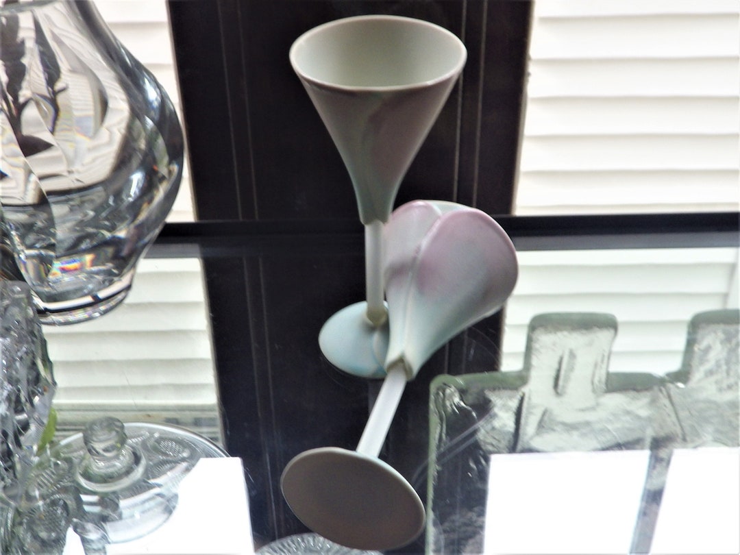 Newman Ceramic Works Lily Wine Glasses Pair of Vintage Studio Pottery