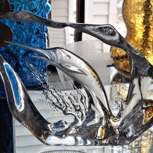 Mats Jonasson Swordfish Art Glass Marlin Sculpture Mid Century
