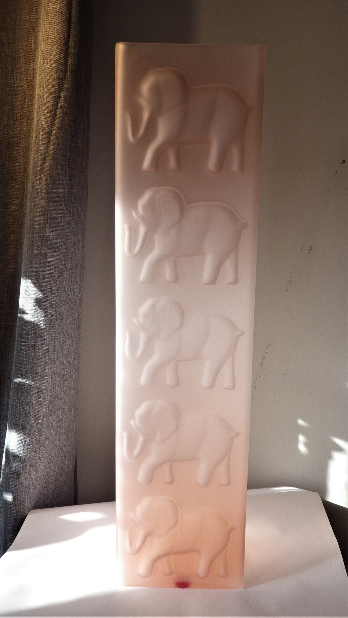 Pink Elephant Dolbi Cashier Art Glass Floor Vase Pink Frosted Etsy