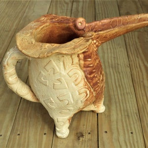Studio Pottery Pitcher Stylized Ant Eater Bench Built Humorous Ceramics Signed Barb Peck