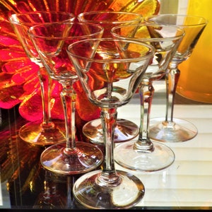 Libbey Mid Century Nick and Nora Glasses Set of Six or Set of Four Liquor Cocktail Glasses Freda Diamond