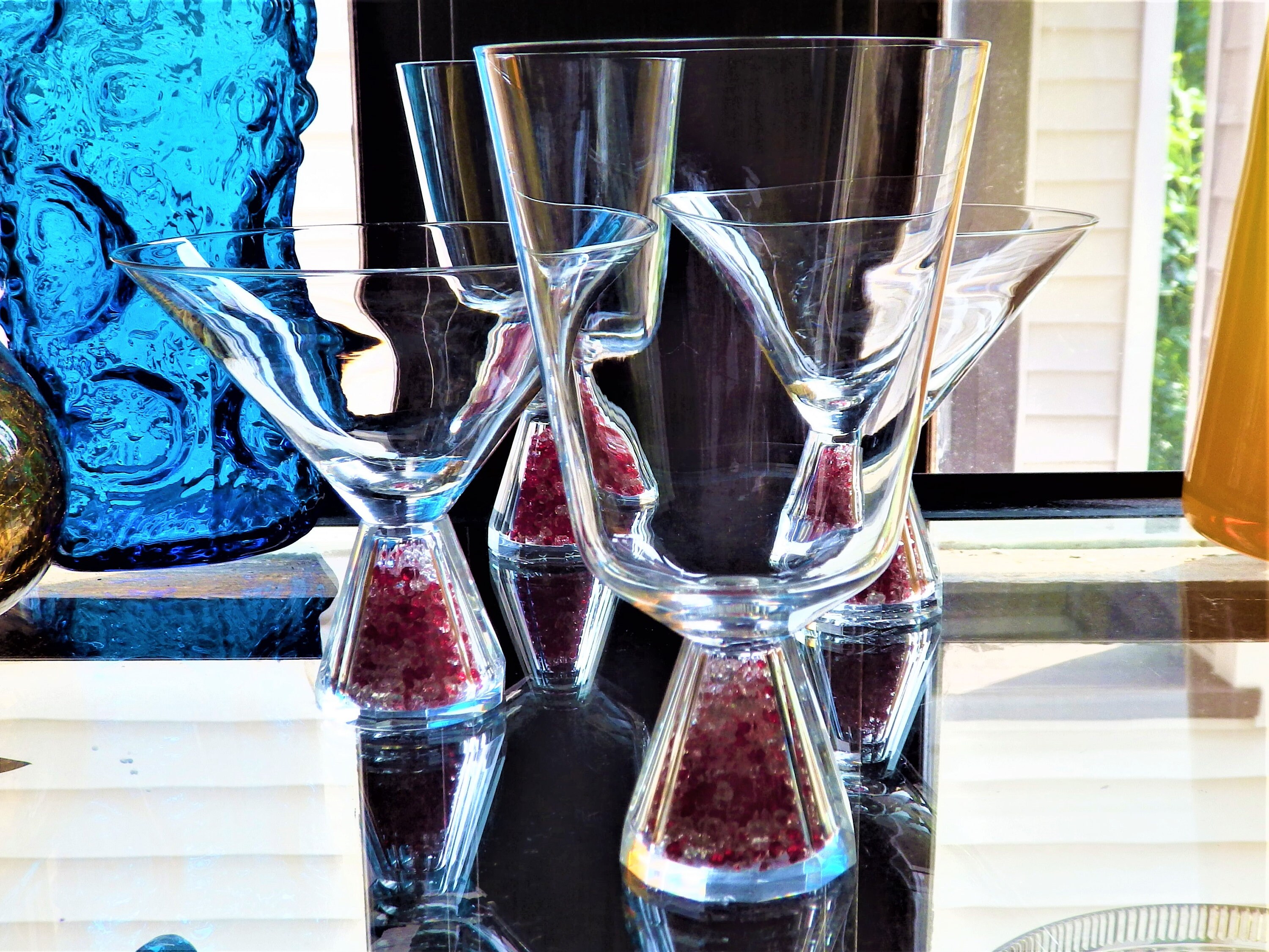 Oleg Cassini Glitter Martini Glasses Cocktail Coupes Vintage Etsy