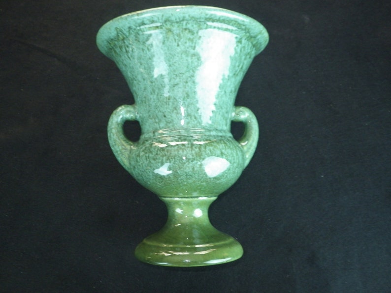 Royal Haeger Pottery Urn Vase Green Gray Mottled Glaze Etsy